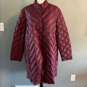 J.Jill Women's Quilted Burgundy Coat